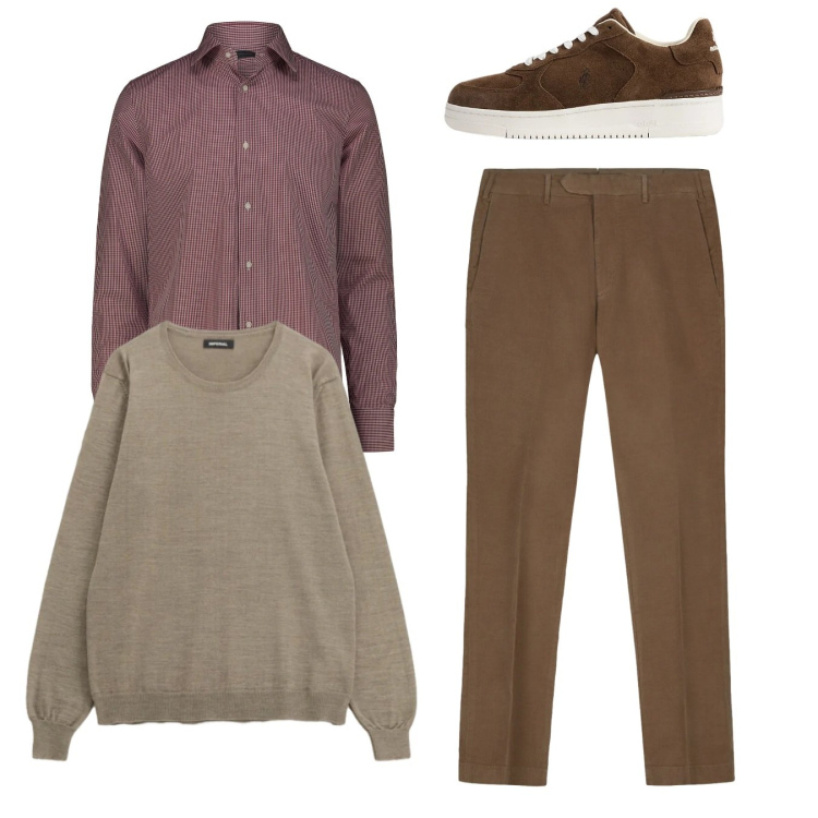 Outfit uomo - Total look. Stile Casual per Tutti i giorni. Abbinamento con maglieria, sneakers, camicie, pantaloni.