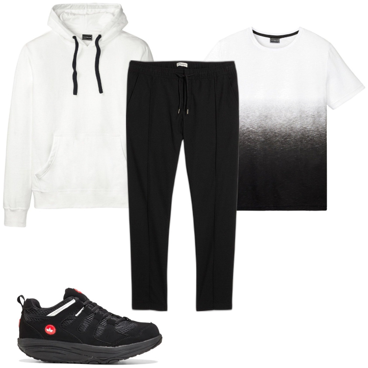 Outfit homme - Black&White. Style Urban pour Sport. Assortir avec t-shirts, pantalon , sneakers, sweats à capuche.