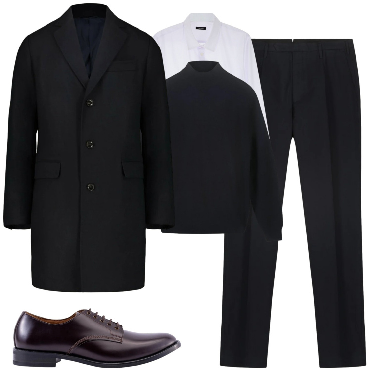 Outfit uomo - Elegante. Stile Business/Elegante per Tutti i giorni. Abbinamento con camicie, scarpe stringate, pantaloni, maglieria, cappotti.