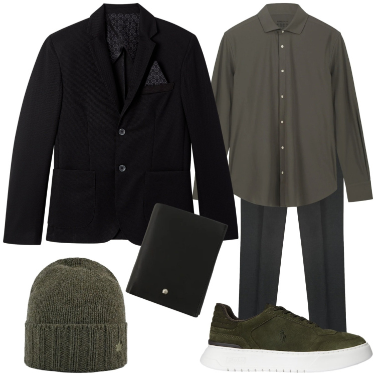 Outfit uomo - Total look #2313048. Stile Trendy per Serata speciale. Abbinamento con giacche, portafogli, sneakers, cappelli, pantaloni, camicie.