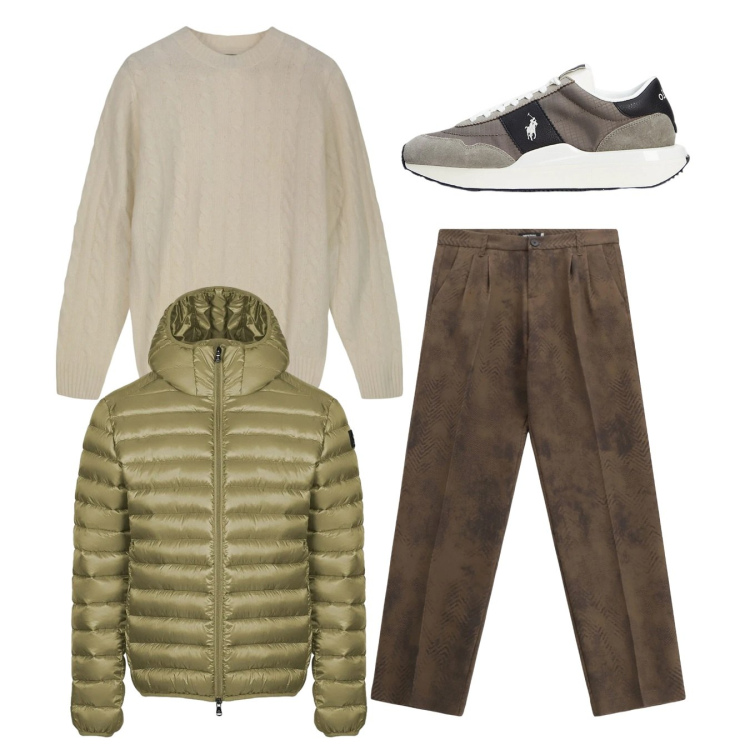 Outfit uomo - Total look. Stile Casual per Tutti i giorni. Abbinamento con pantaloni, sneakers, bomber, maglieria.