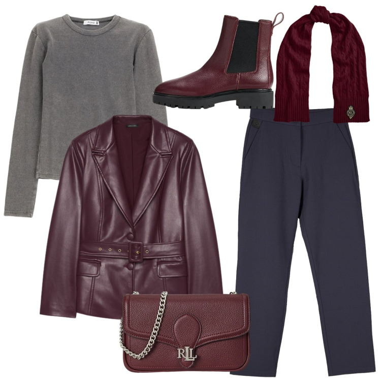 Outfit donna - Un nuovo anno, un nuovo stile. Stile Bon Ton per Tutti i giorni. Abbinamento con maglieria, clutch, stivaletti chelsea, sciarpe, pantaloni chino, blazer.