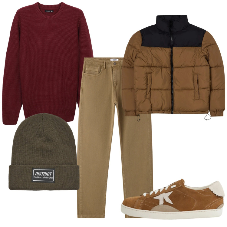 Outfit uomo - Bomber. Stile Casual per Tutti i giorni. Abbinamento con bomber, maglieria, berretti, jeans dritti, sneakers.