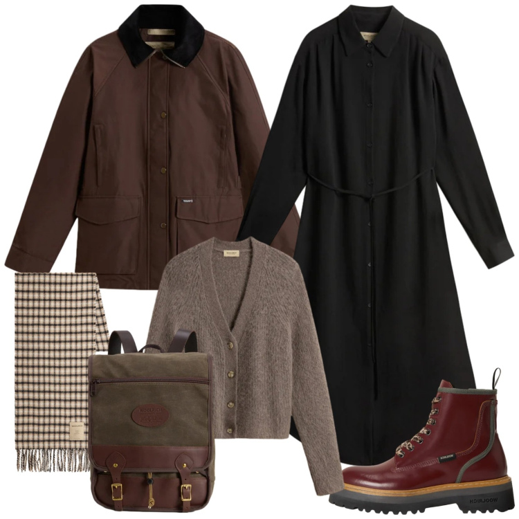 Outfit donna - Saldi invernali. Stile Casual chic per Tutti i giorni. Abbinamento con zaini, blazer, vestiti lunghi, anfibi, cardigans, sciarpe.