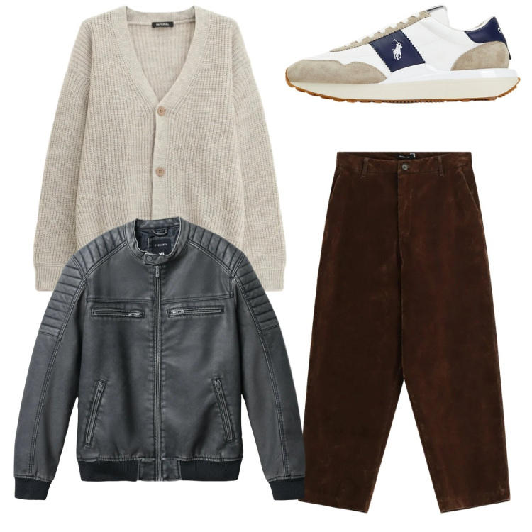 Outfit uomo - Total look. Stile Casual per Tutti i giorni. Abbinamento con giacche, pantaloni, cardigans, sneakers.
