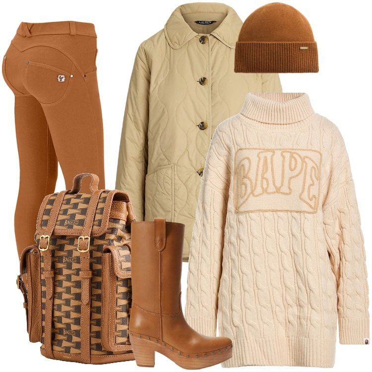 Outfit donna - Total look #2313238. Stile Boho per Tutti i giorni. Abbinamento con zaini, maglieria, pantaloni skinny, giacche, stivali, berretti.