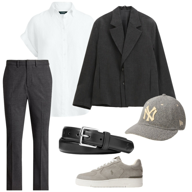 Outfit uomo - Pranzo festivo. per Cerimonia. Abbinamento con giacche, cinture, camicie a manica corta, sneakers, pantaloni, cappelli.
