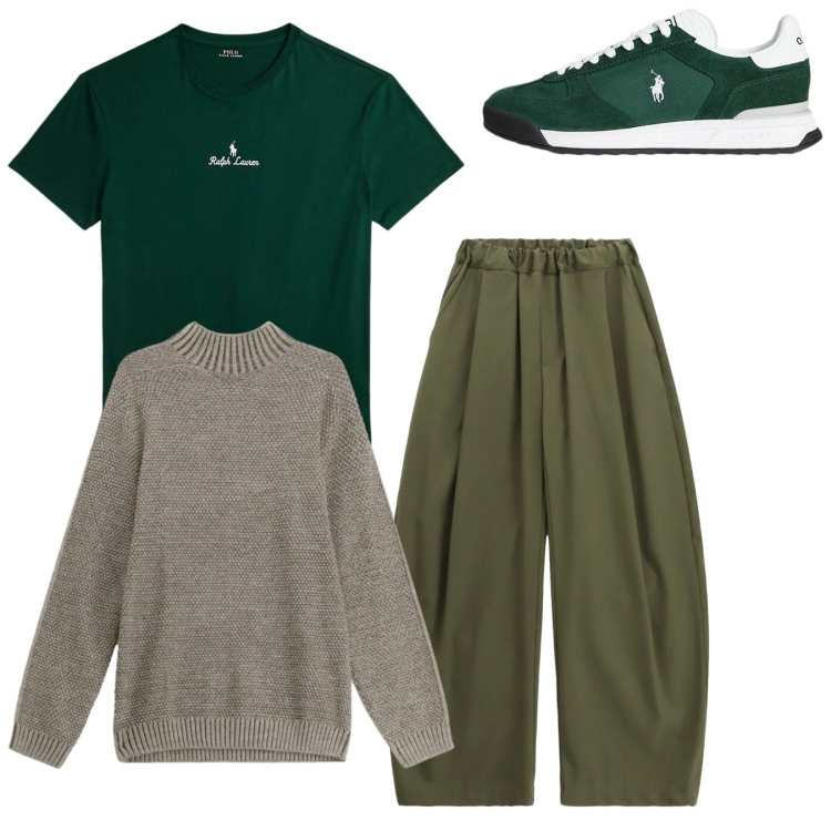 Outfit uomo - Total over. Stile Trendy per Tutti i giorni. Abbinamento con pantaloni, maglieria, t-shirt, sneakers.