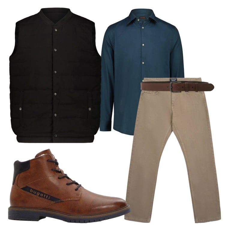 Outfit uomo - Total look #2313298. Stile Casual per Tutti i giorni. Abbinamento con anfibi, jeans, cinture, camicie, piumini.