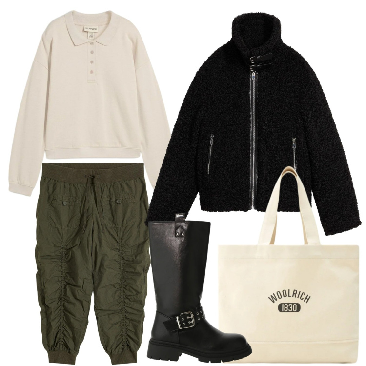 Outfit donna - Gli stivali adatti. Stile Minimal per Tutti i giorni. Abbinamento con ecopellicce, pantaloni capri, maglieria, stivali, borse tote.