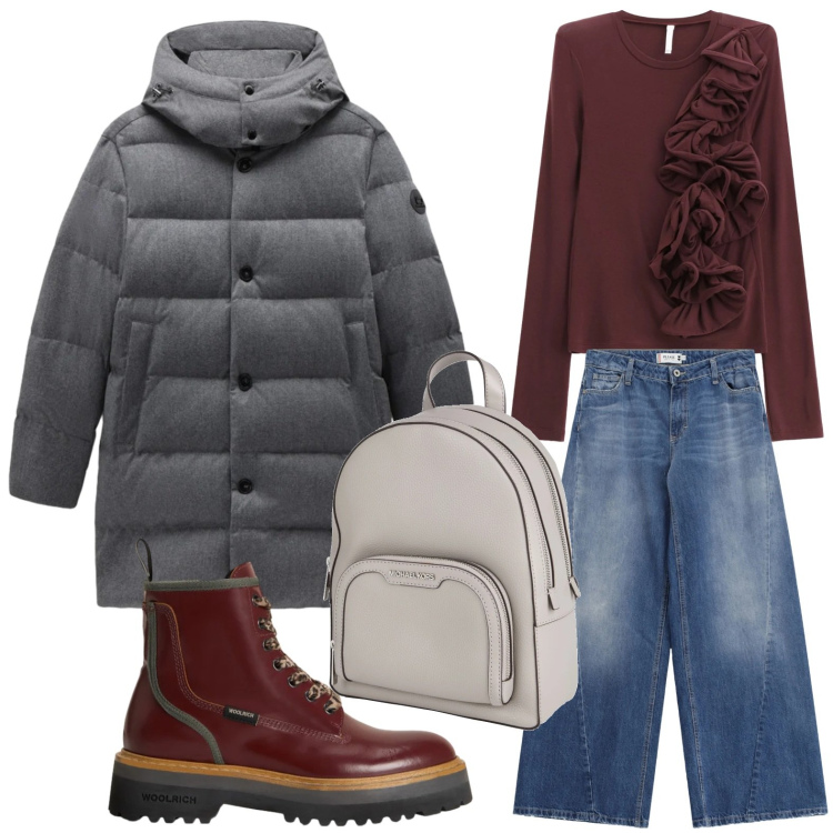 Outfit donna - Il cappotto essenziale. Stile Minimal per Tutti i giorni. Abbinamento con zaini, jeans, t-shirt, anfibi, piumini.