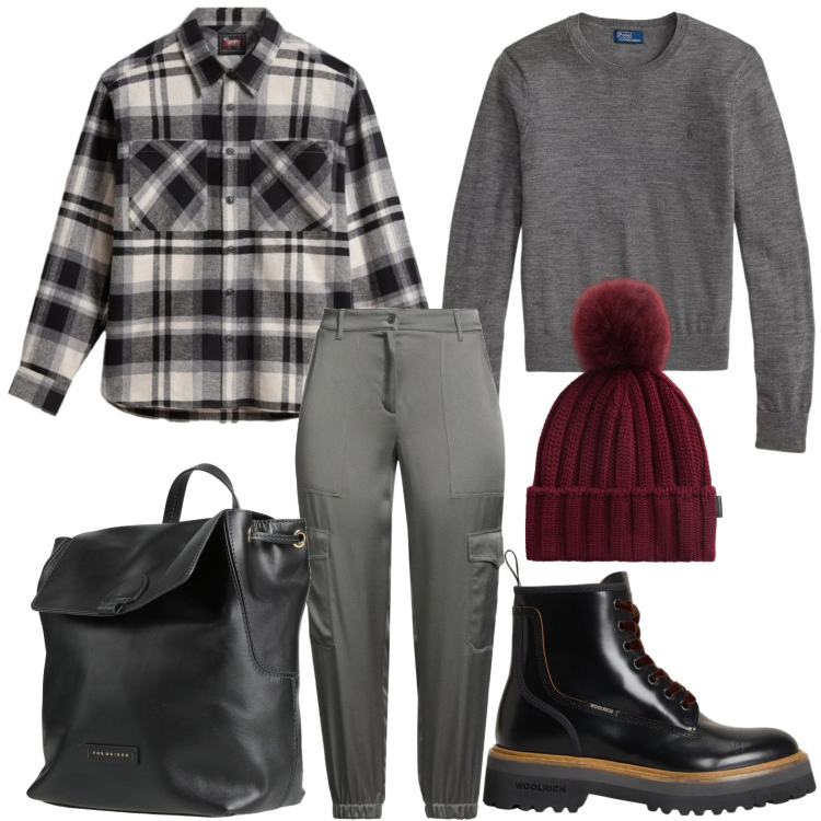 Outfit donna - La camicia contemporanea. Stile Urban per Scuola/Università. Abbinamento con zaini, pantaloni cargo, maglieria, anfibi, berretti, camicie.