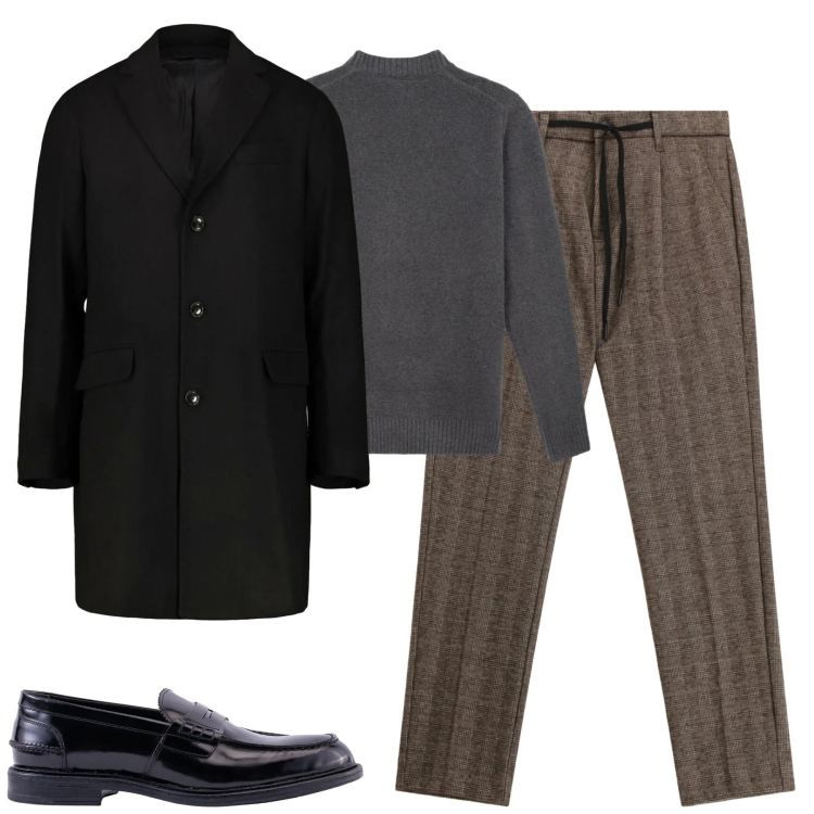 Outfit uomo - Total look #2313424. Stile Urban per Tutti i giorni. Abbinamento con pantaloni, maglieria, scarpe stringate, cappotti.