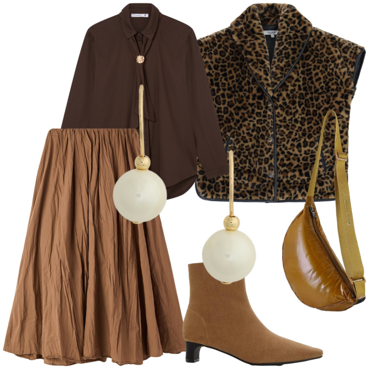 Outfit donna - Gilet pellicciotto per cena fuori. Stile Glamour per Serata fuori. Abbinamento con stivaletti, gonne lunghe, camicie, cappotti, orecchini, borse sportive.