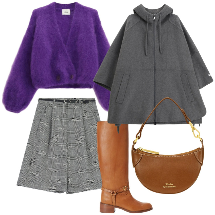 Outfit donna - Dixie - Saldi FW 2025. Stile Glamour per Scuola/Università. Abbinamento con cardigans, shorts, cappotti, borse a tracolla, stivali.