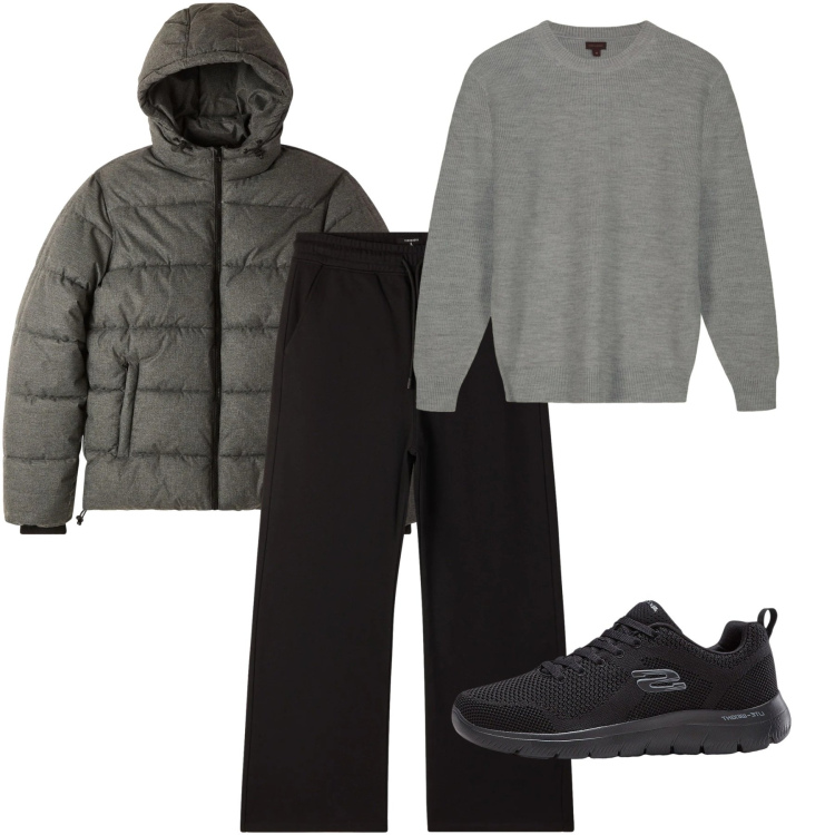 Outfit uomo - Al calduccio. Stile Casual per Tutti i giorni. Abbinamento con sneakers, pantaloni, bomber, maglieria.