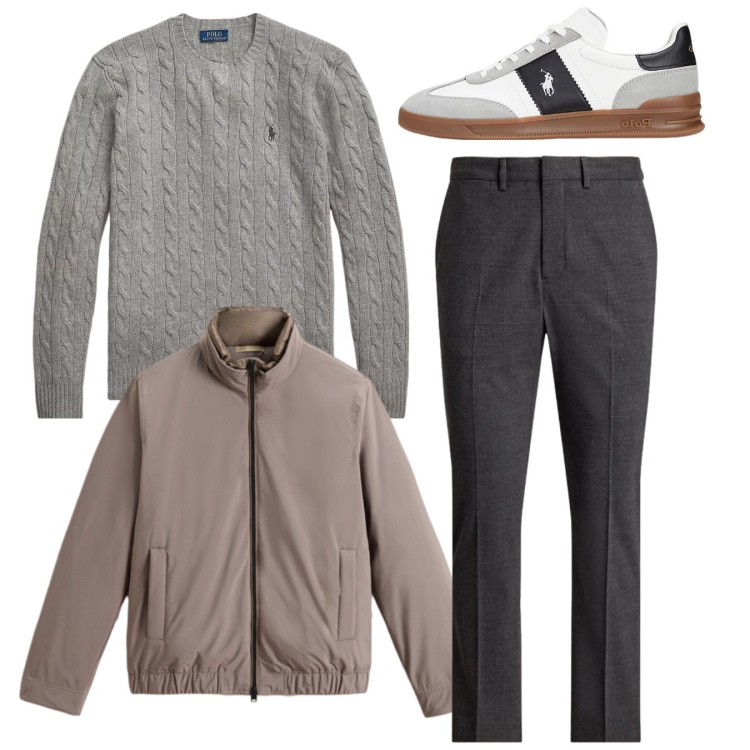 Outfit uomo - Total look. Stile Casual per Tutti i giorni. Abbinamento con sneakers, maglieria, pantaloni, bomber.