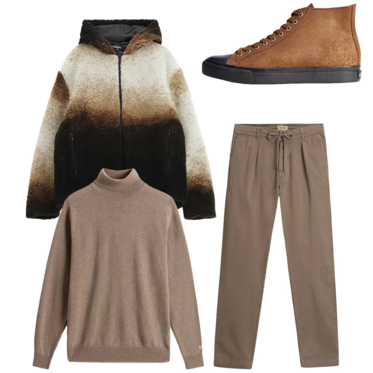 Outfit uomo - Total look. Stile Casual per Tutti i giorni. Abbinamento con giacche, sneakers, maglieria, pantaloni.