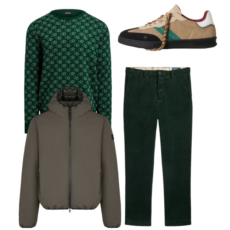 Outfit uomo - Deep green. Stile Casual per Serata speciale. Abbinamento con maglieria, pantaloni, giacche, sneakers.