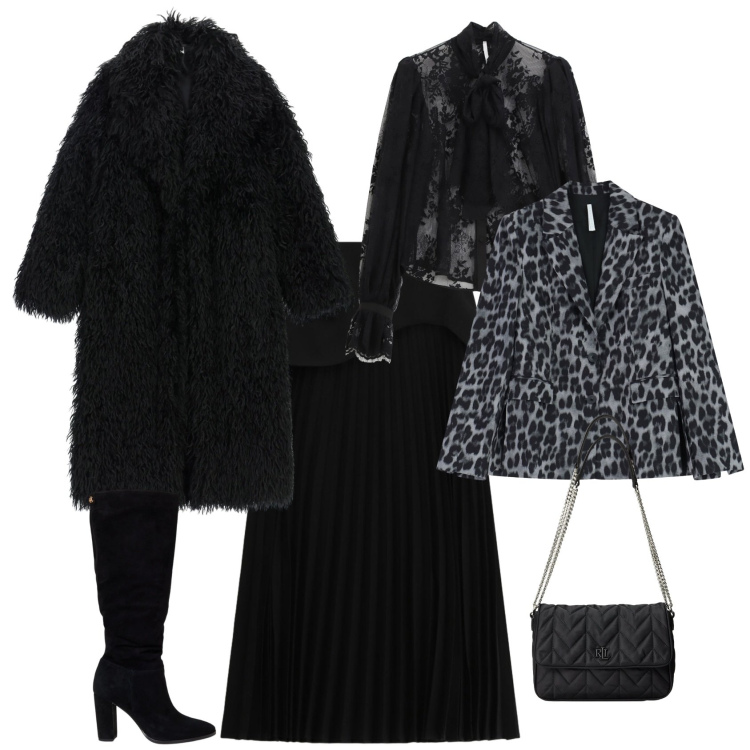 Outfit donna - Chic serata evento speciale. Stile Chic per Serata fuori. Abbinamento con camicie, blazer, gonne lunghe, cappotti, borse a tracolla, stivali.
