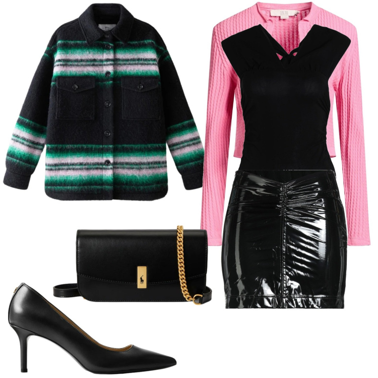 Outfit donna - Non il solito overshirt. Stile Casual chic per Serata fuori. Abbinamento con body, cardigans, minigonne, décolleté, clutch, cappotti.