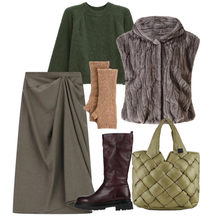 Outfit donna - Un nuovo anno, un nuovo stile. Stile Chic per Tutti i giorni. Abbinamento con guanti, stivali, gonne longuette, maglieria, borse tote, piumini.