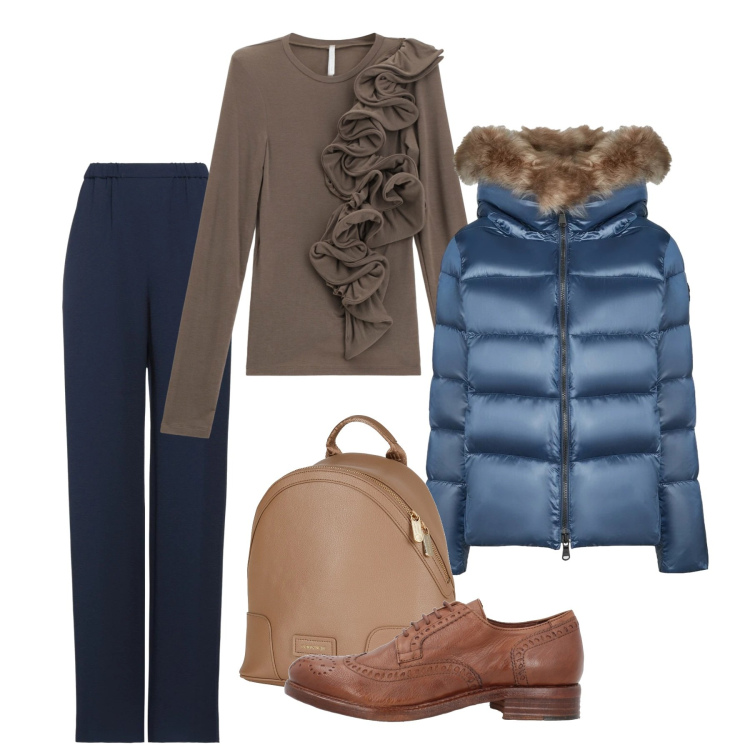 Outfit donna - Un nuovo anno, un nuovo stile. Stile Casual chic per Tutti i giorni. Abbinamento con zaini, scarpe stringate, pantaloni, t-shirt, piumini.