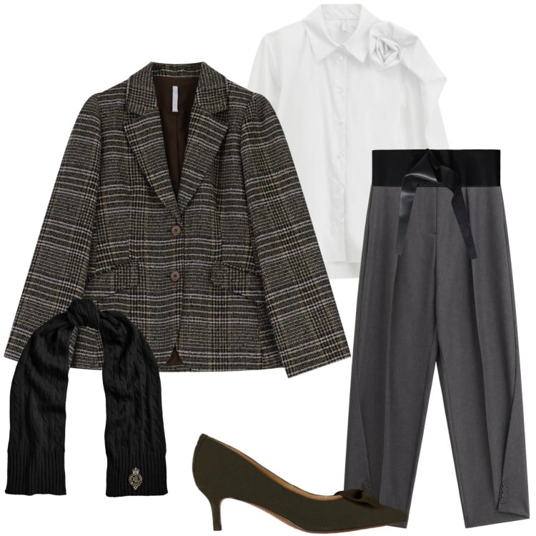 Outfit donna - Saldi Imperial 25. Stile Casual chic per Ufficio. Abbinamento con pantaloni, blazer, cinture, camicie, sciarpe, décolleté.