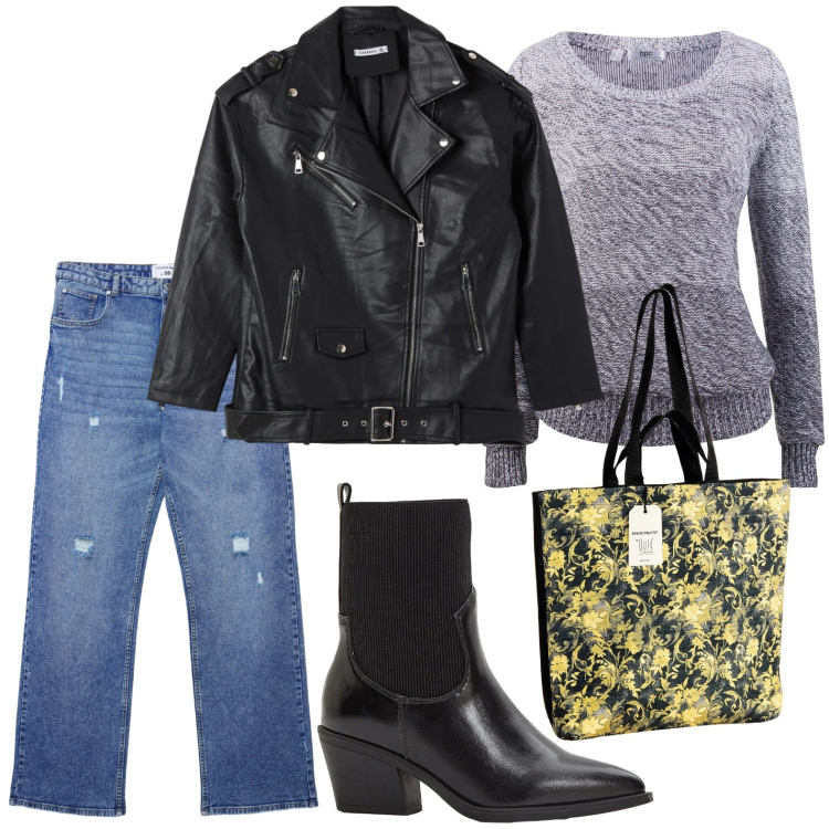 Outfit donna - Il chiodo magnetico. Stile Rock per Tutti i giorni. Abbinamento con maglieria, stivaletti texani, jeans strappati, giacche, borse tote.
