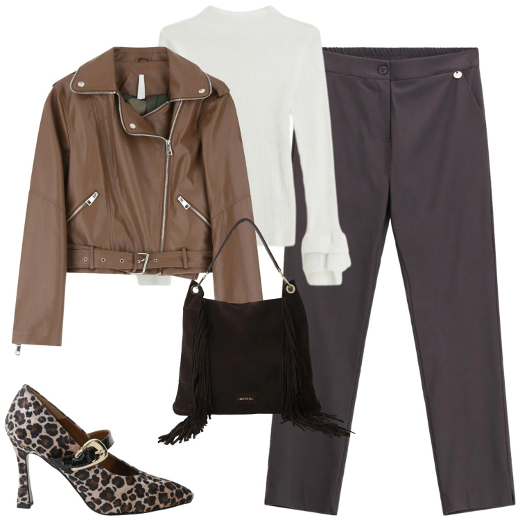 Outfit donna - Saldi. Stile Casual chic per Tutti i giorni. Abbinamento con pantaloni, giacche, décolleté, maglieria, borse a spalla.