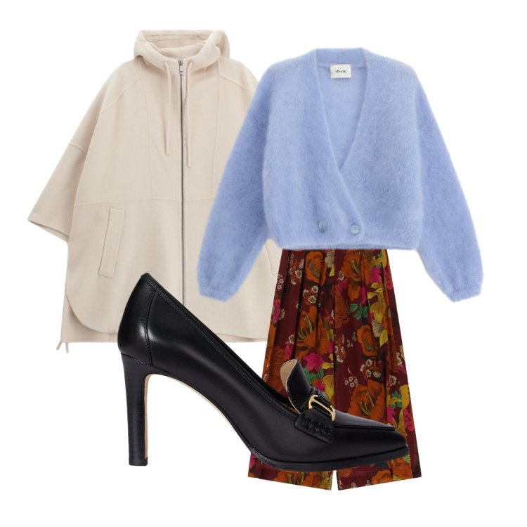 Outfit donna - Glam Dixie FW. Stile Glamour per Tutti i giorni. Abbinamento con décolleté, cappotti, pantaloni a palazzo, cardigans.