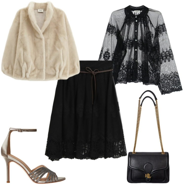 Outfit donna - Dixie - Saldi FW 2025 : glamour. Stile Glamour per Serata fuori. Abbinamento con blazer, gonne longuette, camicie, borse a spalla, sandali gioiello.