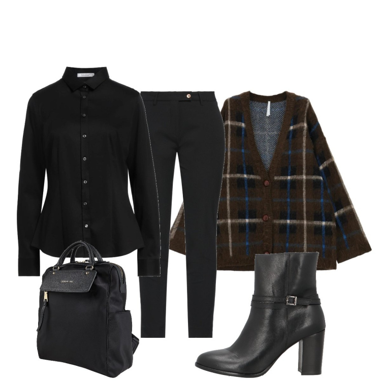 Outfit donna - Il cardigan avvolgente. Stile Bon Ton per Ufficio. Abbinamento con pantaloni, camicie, zaini, stivaletti, cardigans.