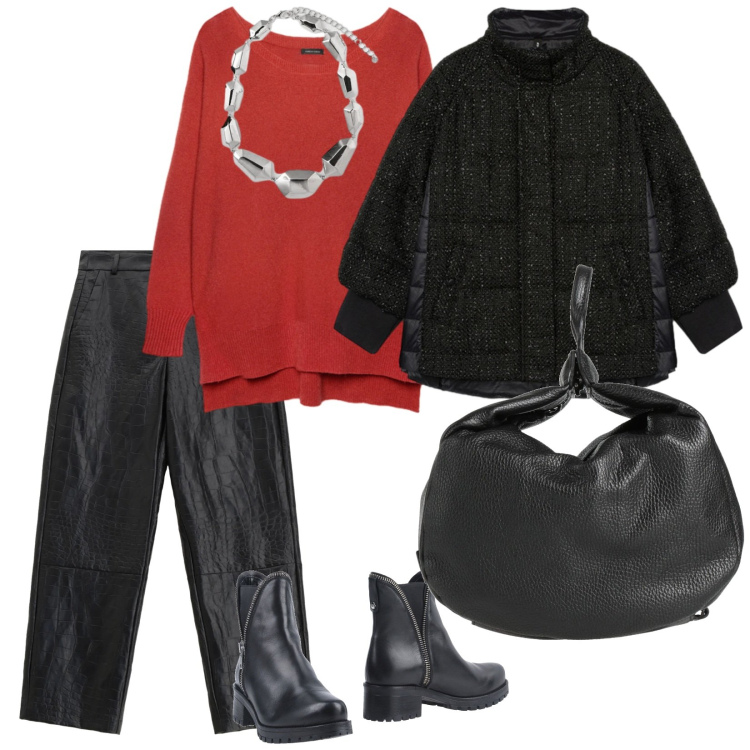 Outfit donna - Oversize. per Tutti i giorni. Abbinamento con stivaletti, zaini, pantaloni, pullovers, piumini, ciondoli.