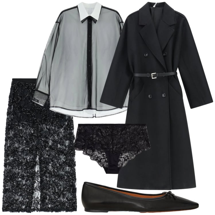 Outfit donna - Imperial - Saldi FW 2025. Stile Sexy per Serata fuori. Abbinamento con gonne longuette, cappotti, camicie, culotte, ballerine.