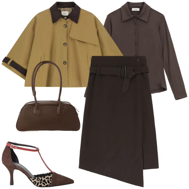 Outfit donna - Dixie - Saldi FW 2025. Stile Etnico per Serata fuori. Abbinamento con gonne longuette, décolleté, parka, camicie, borse a mano.