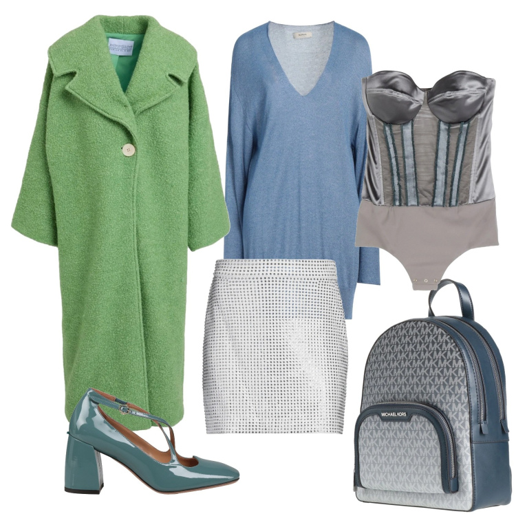 Outfit donna - Simply simple. Stile Chic per Ufficio. Abbinamento con cappotti, pullovers, minigonne, body, zaini, décolleté.
