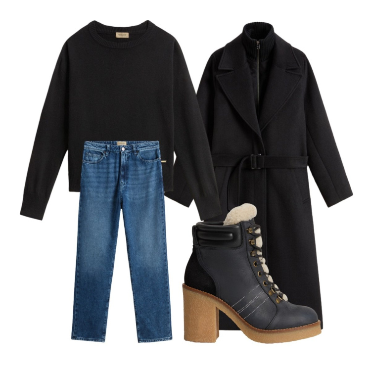 Outfit donna - Vivere l’inverno in stile Woolrich. Stile Basic per Tutti i giorni. Abbinamento con jeans, cappotti, stivaletti, maglieria.