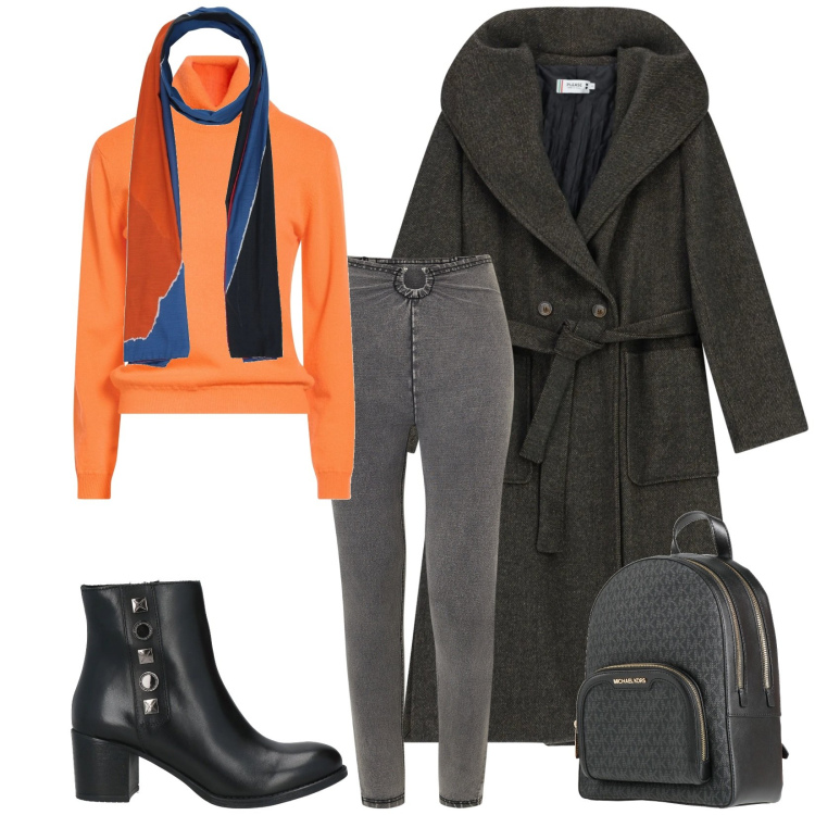 Outfit donna - Total look #2314043. Stile Chic per Tutti i giorni. Abbinamento con stivaletti, maglieria, zaini, sciarpe, cappotti, jeggings.