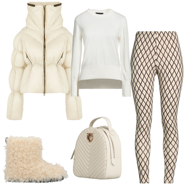 Outfit donna - Total look #2314089. Stile Casual chic per Tutti i giorni. Abbinamento con zaini, stivaletti, pullovers, leggings, piumini.