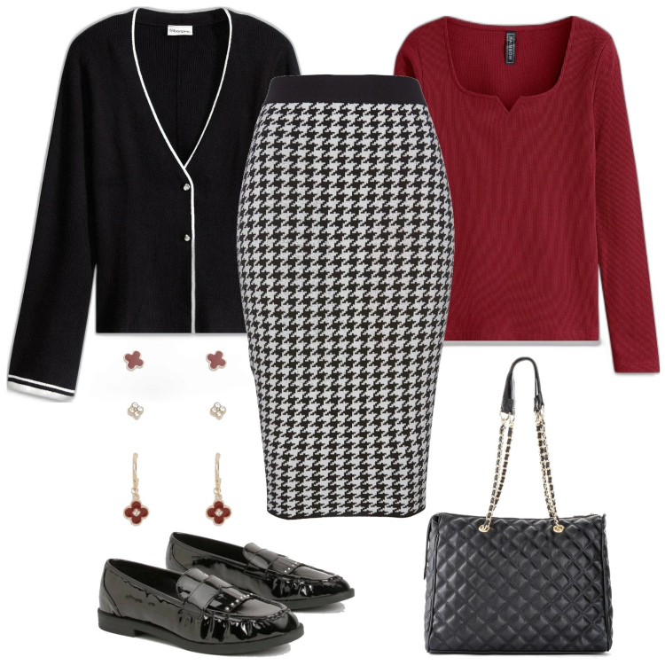 Outfit femme - Rétro Love. Style Vintage rétro pour Tous les jours. Assortir avec sacs à main, jupes longues, t-shirts, pulls, mocassins, boucles d'oreilles.