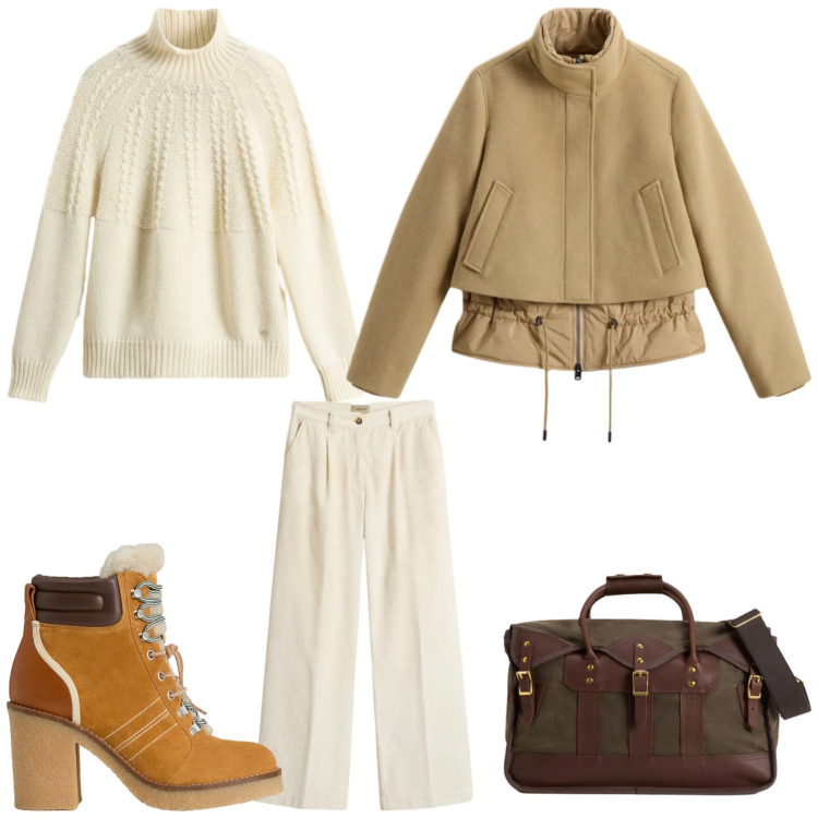 Outfit donna - Total look #2314146. Stile Urban per Tutti i giorni. Abbinamento con borse a tracolla, blazer, stivaletti, pantaloni, maglieria.