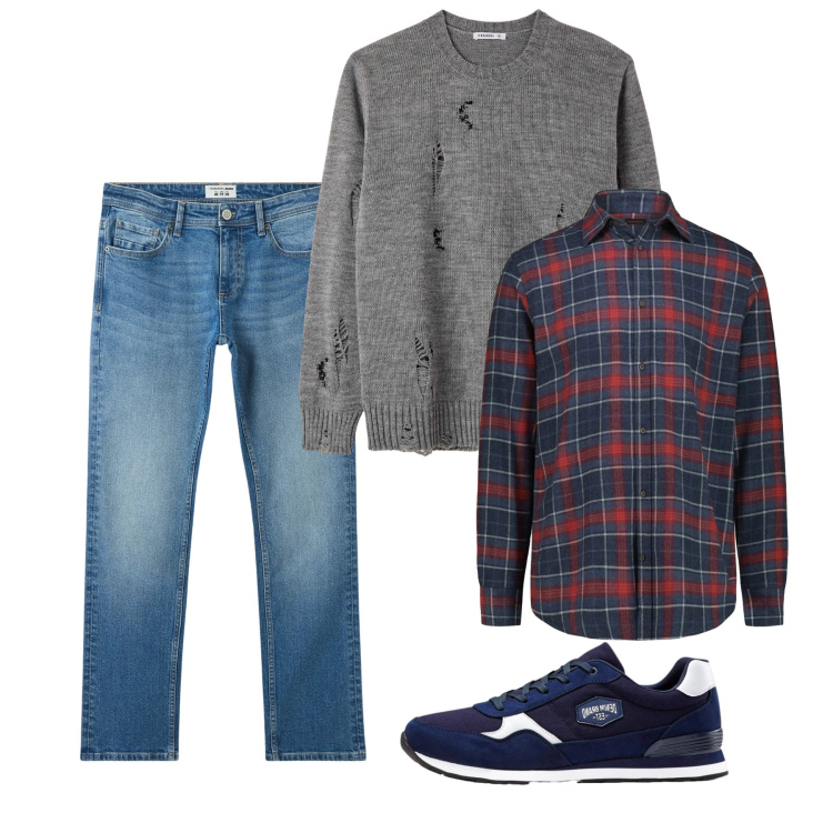 Outfit uomo - Gennaio. Stile Casual per Tutti i giorni. Abbinamento con sneakers, jeans, maglieria, camicie.