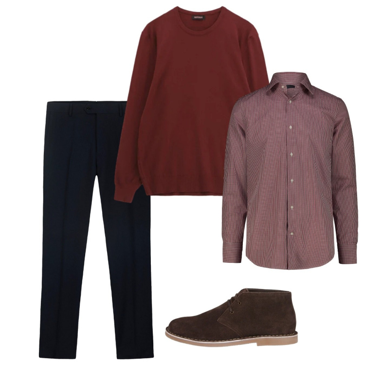 Outfit uomo - Gennaio. Stile Casual per Tutti i giorni. Abbinamento con maglieria, stivali e stivaletti, camicie, pantaloni.