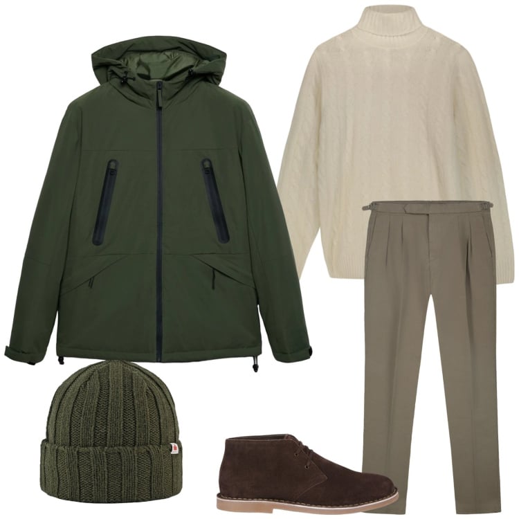 Outfit uomo - No stress. Stile Casual per Tutti i giorni. Abbinamento con giacche, cappelli, pantaloni, maglieria, stivali e stivaletti.