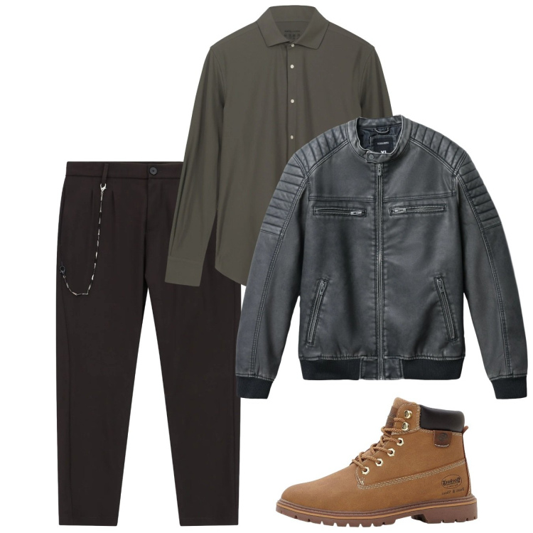 Outfit uomo - Mix. Stile Casual per Tutti i giorni. Abbinamento con stivali e stivaletti, giacche, pantaloni, camicie.