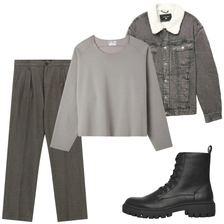 Outfit uomo - Gennaio. Stile Casual per Tutti i giorni. Abbinamento con anfibi, felpe, cappotti, pantaloni.