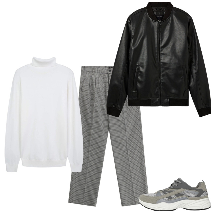 Outfit uomo - Total look #2314251. Stile Casual per Tutti i giorni. Abbinamento con bomber, sneakers, maglieria, pantaloni.