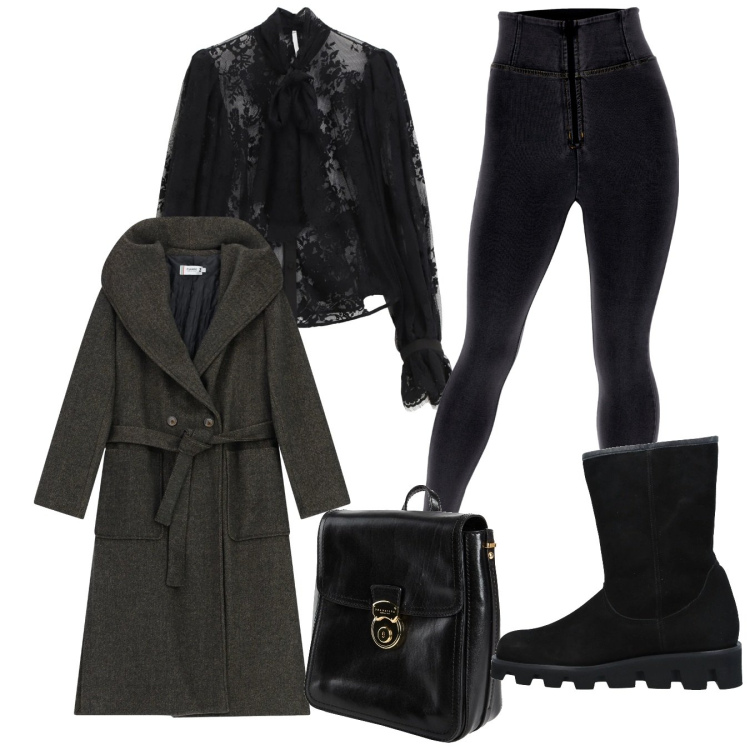 Outfit donna - Total look. Stile Urban per Tutti i giorni. Abbinamento con stivaletti, zaini, cappotti, camicie, jeggings.