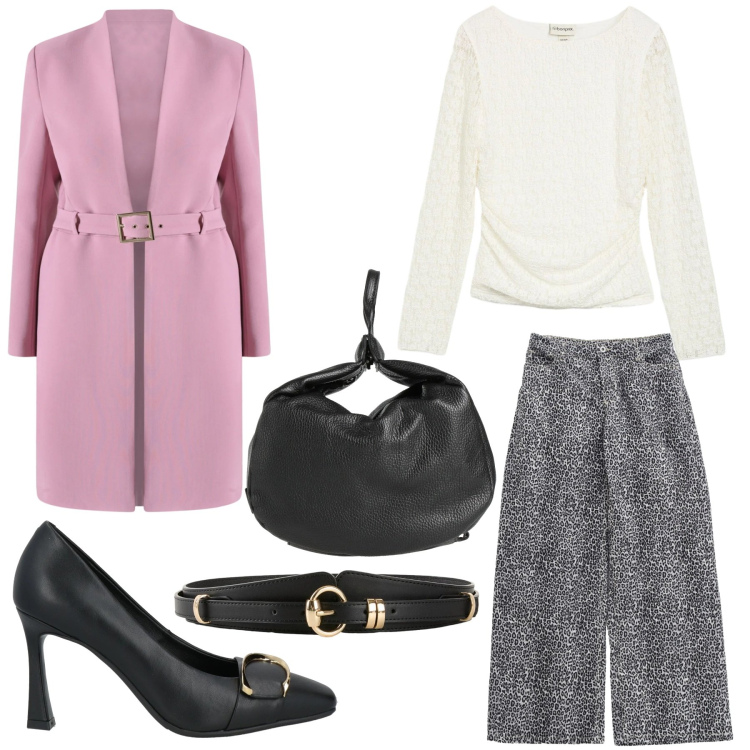 Outfit donna - Serata al ristorante. Stile Chic per Serata fuori. Abbinamento con maglieria, cinture, décolleté, zaini, pantaloni, trench.